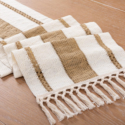 Cotton Linen Table Runner with Knot Tassel Bed End Towel Long Tablecloth Mat  AU