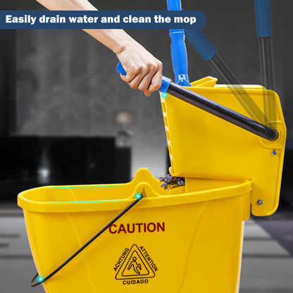 32L Wringer Mop Bucket with Mop Kit for Home Floor Cleaning