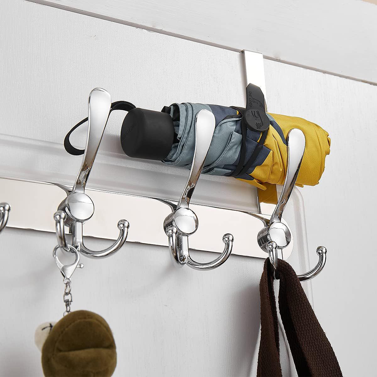 5 Hooks Stainless Steel Door Hook Coat Storage Organizer