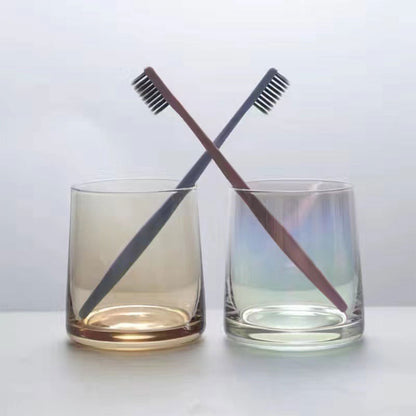 2 Pcs Glass Toothbrush Cups Set for Hotel Bathroom