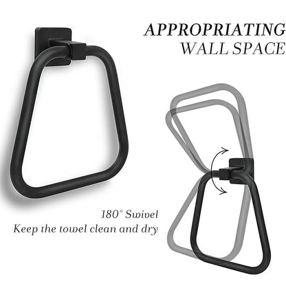 Towel Ring Rectangular Towel Rack Wall Mount Towel Hanging Ring for Bathroom