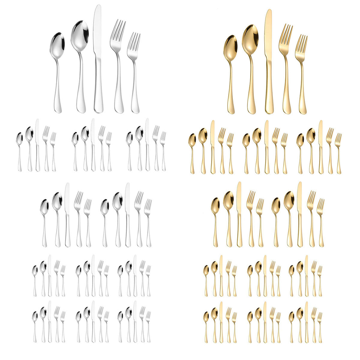 20/40pcs Stainless Steel Cutlery Set Knife Fork Spoon Western Hotel Tableware