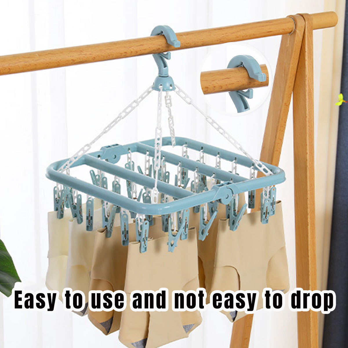 3 Pieces Plastic Multi-Clip Clothes Drying Rack Hanging Set