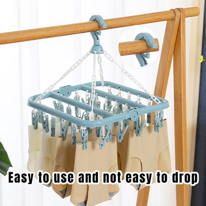 3 Pieces Plastic Multi-Clip Clothes Drying Rack Hanging Set