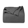 Knitted Throw Blanket with Textured Fabric — Brown / 200 × 230 cm