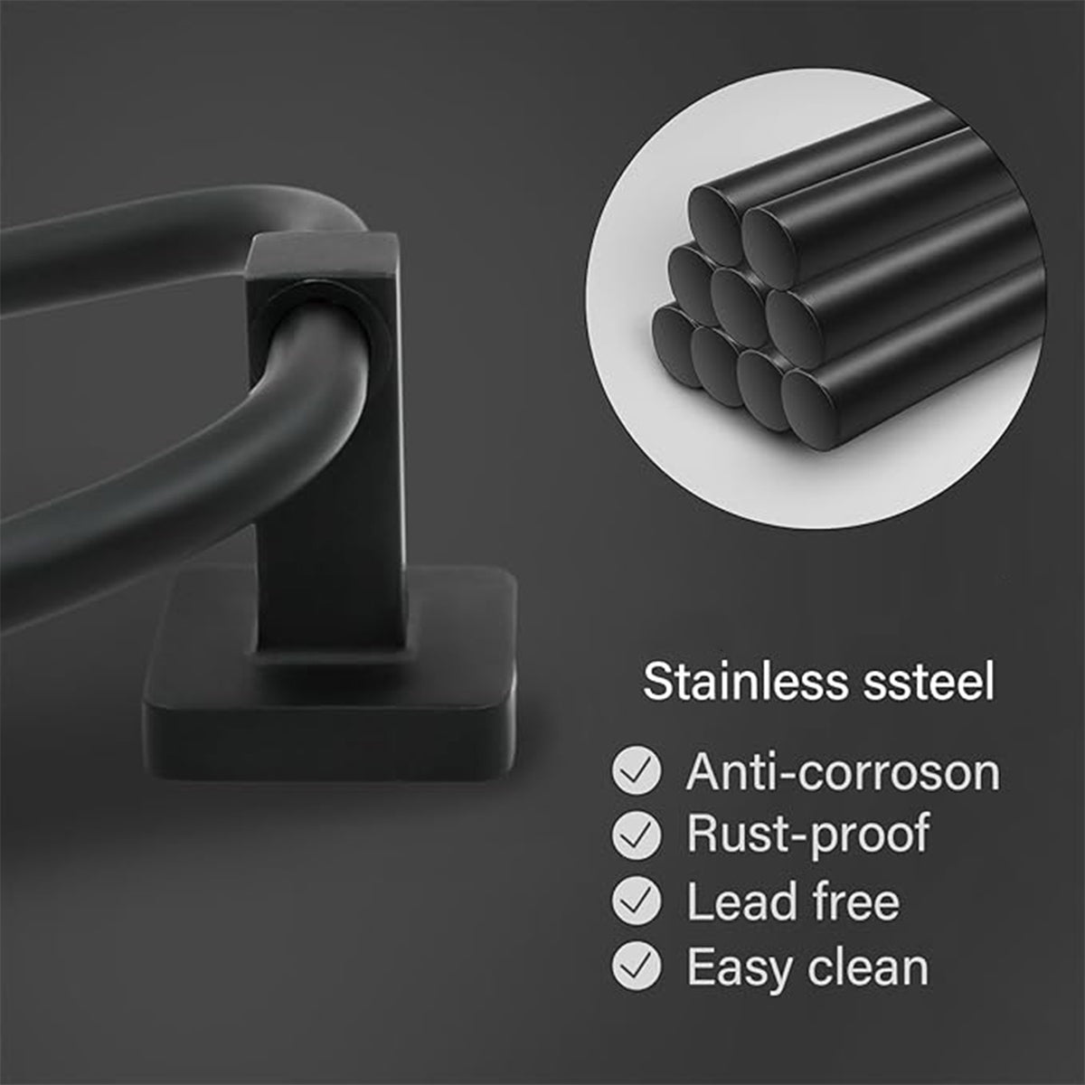 Towel Ring Rectangular Towel Rack Wall Mount Towel Hanging Ring for Bathroom