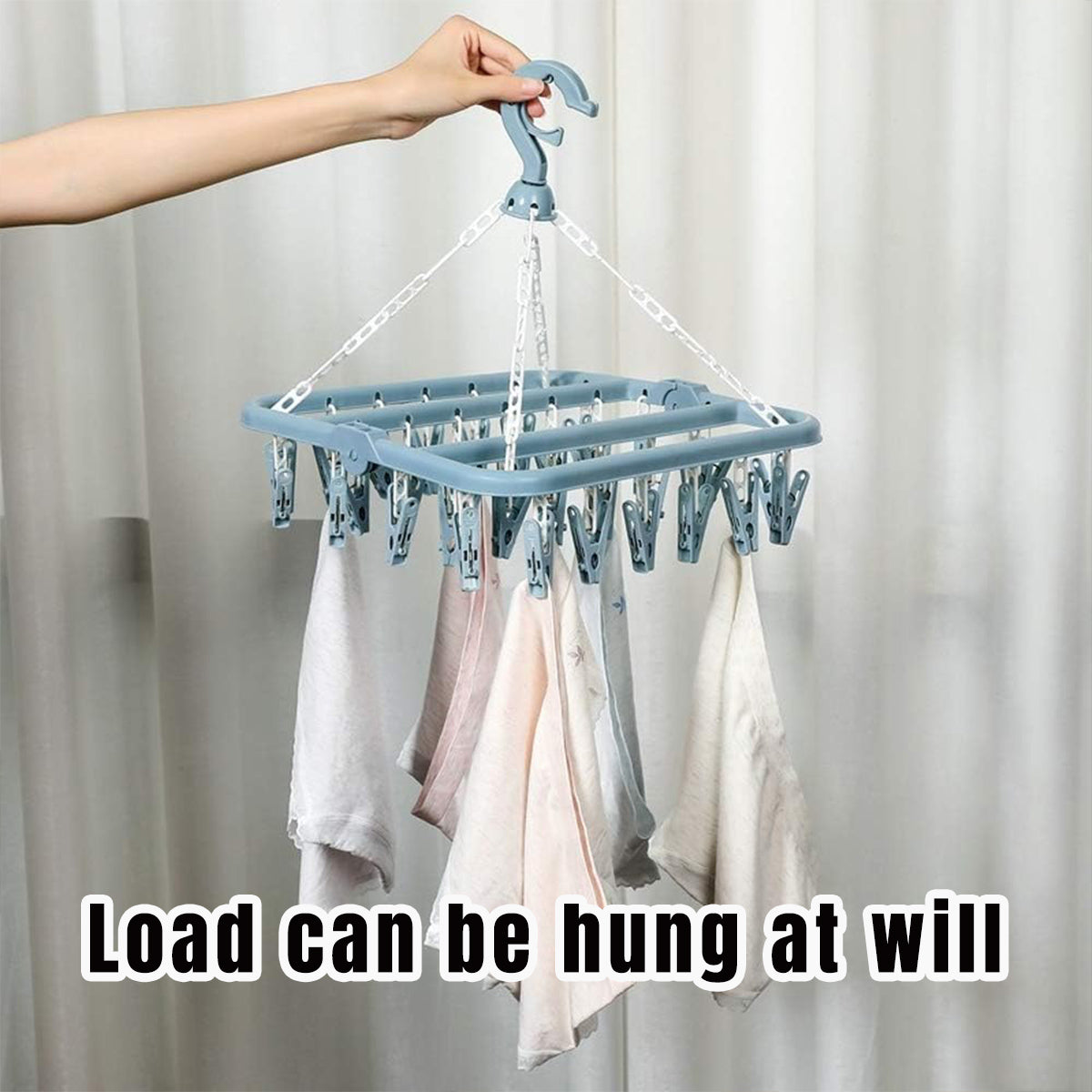 3 Pieces Plastic Multi-Clip Clothes Drying Rack Hanging Set