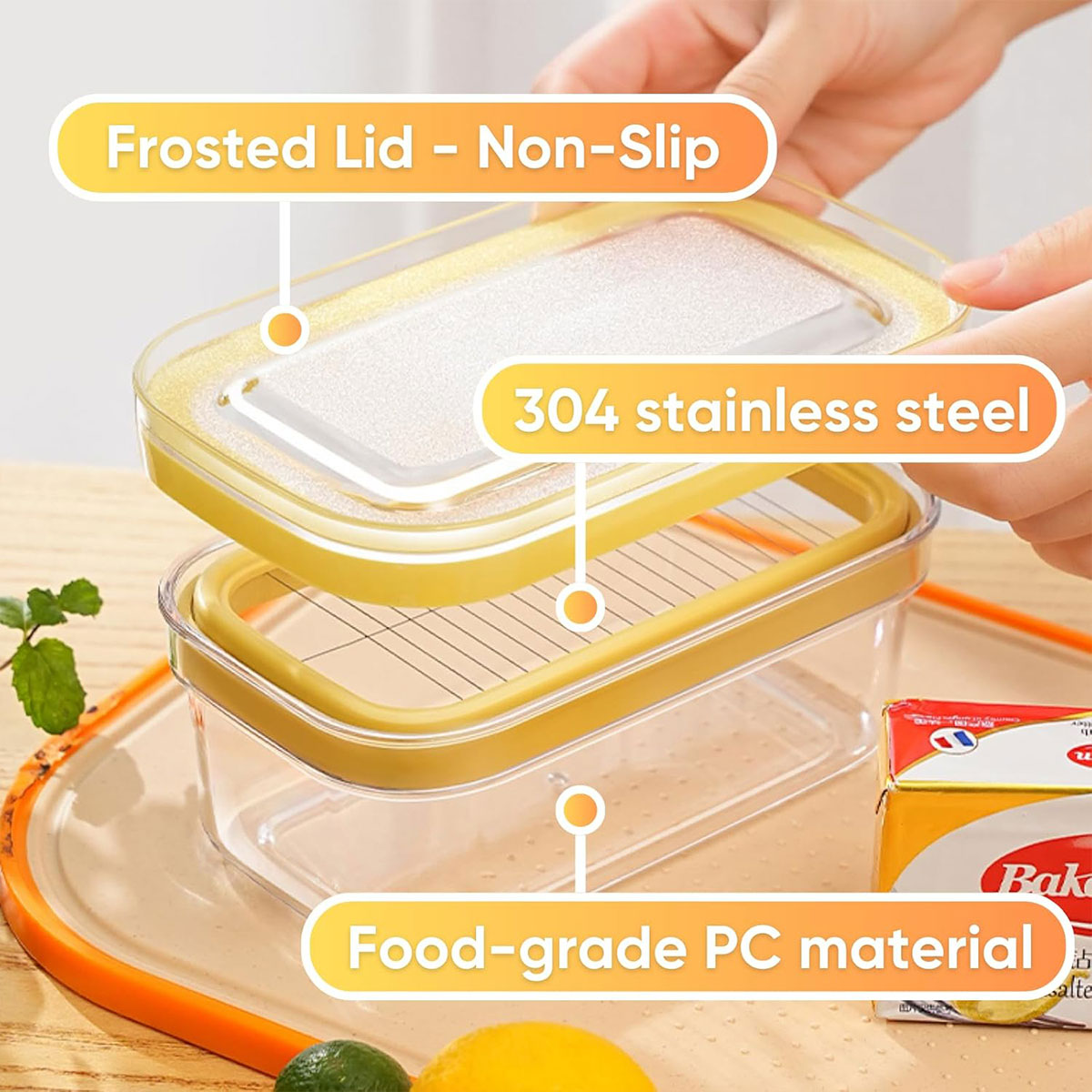Butter Cutter Box with Lid Cheese Slicer and Storage Dish