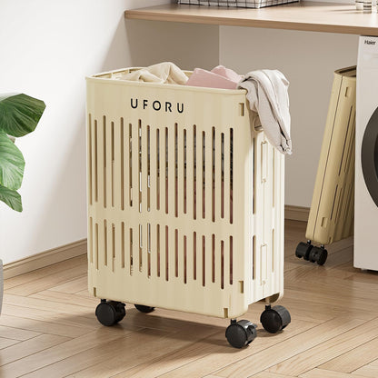 Large Folding Laundry Basket with Wheels Portable Organizer