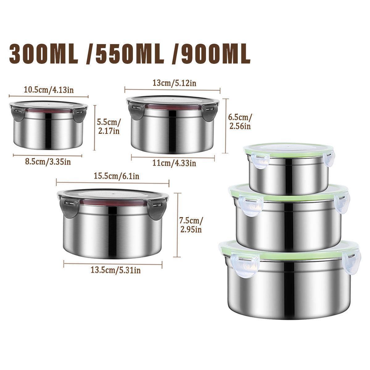 3 Pcs Stainless Steel Food Containers with Lids – Product View 3