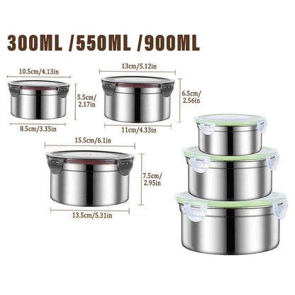 3 Pcs Stainless Steel Food Containers with Lids – Product View 3