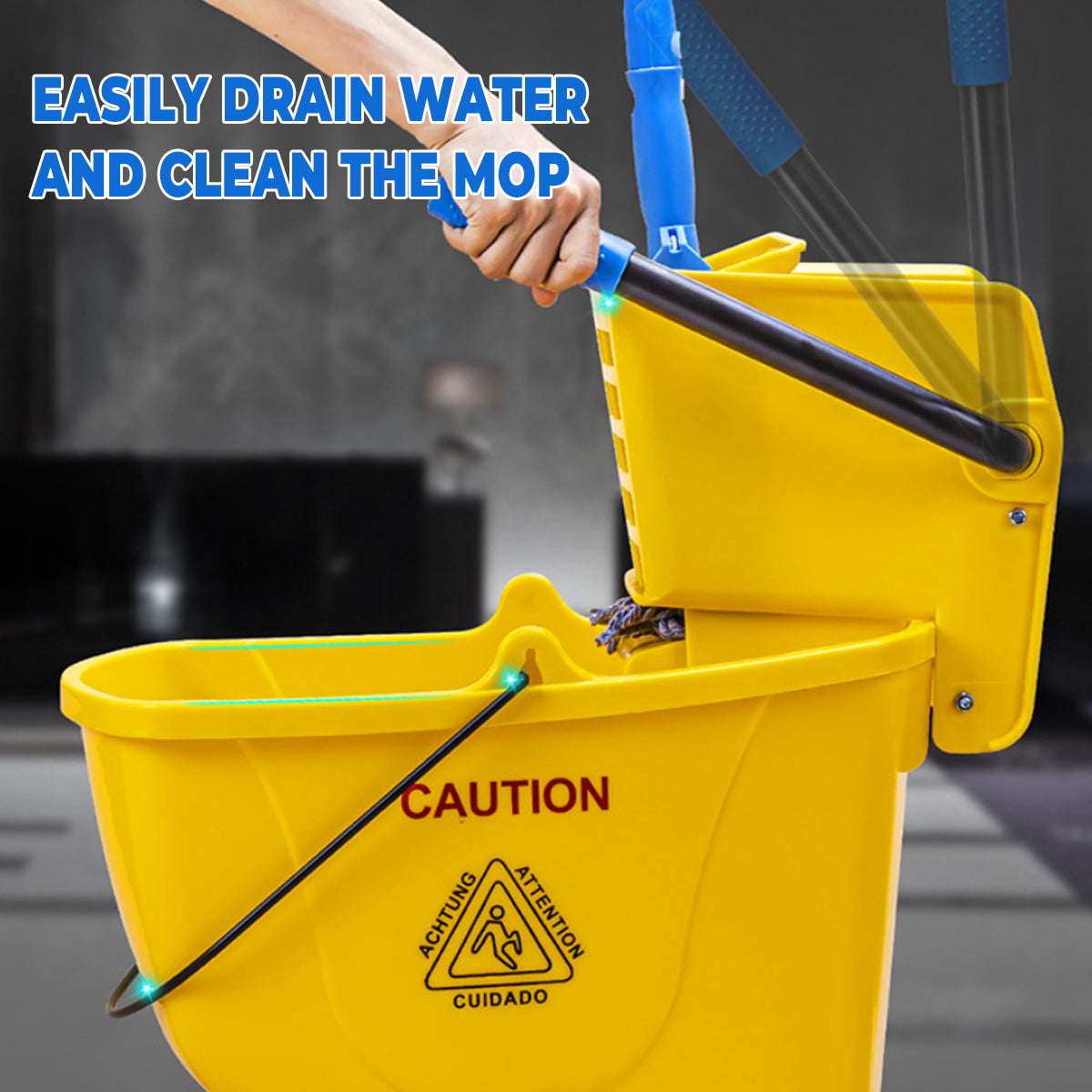 32L Wringer Mop Bucket with Mop Kit for Home Floor Cleaning