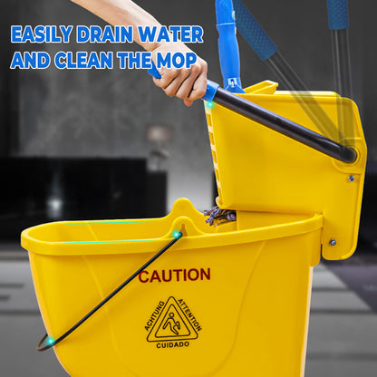 32L Wringer Mop Bucket with Mop Kit for Home Floor Cleaning