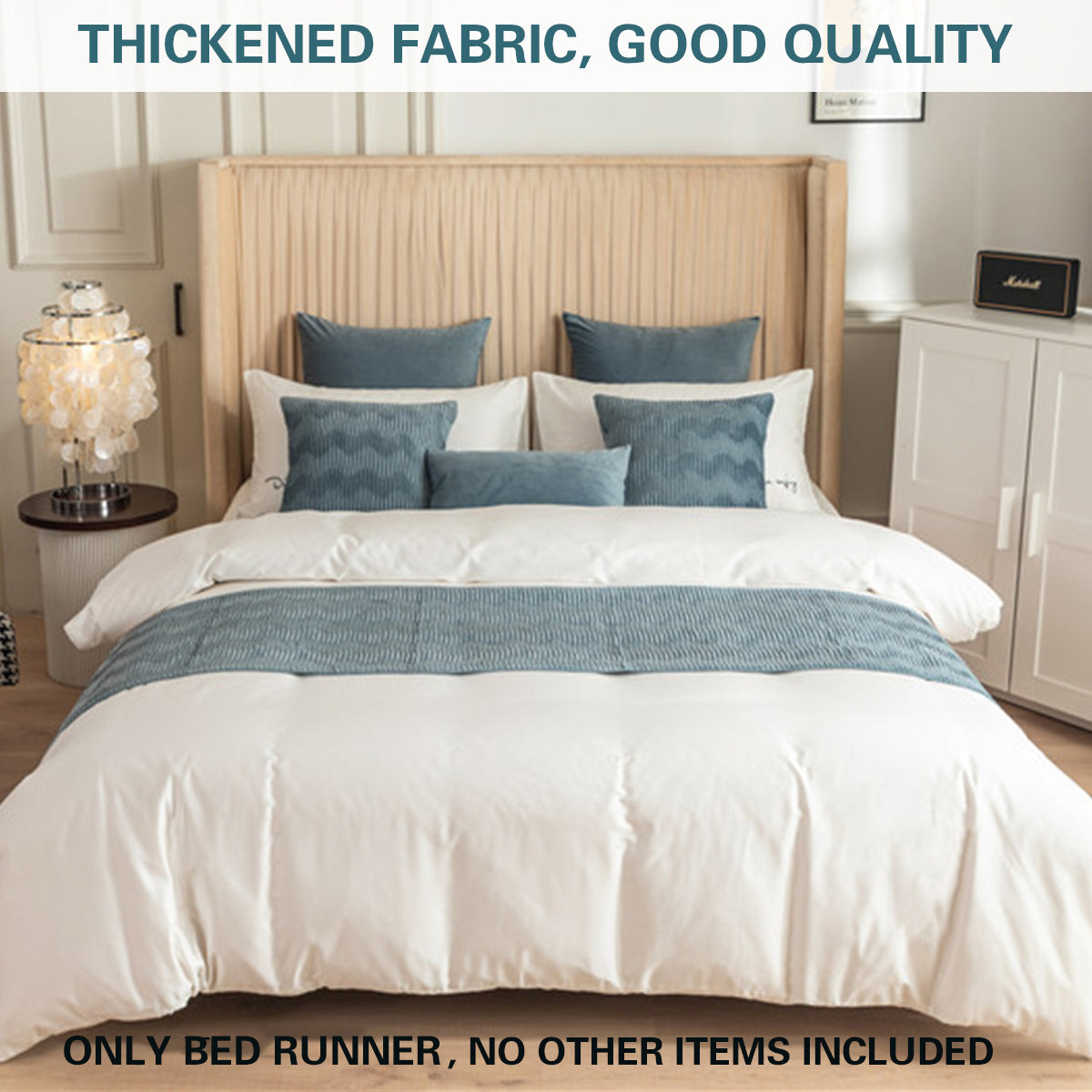Double Sided Bed Runner with Pleated Geometric Texture
