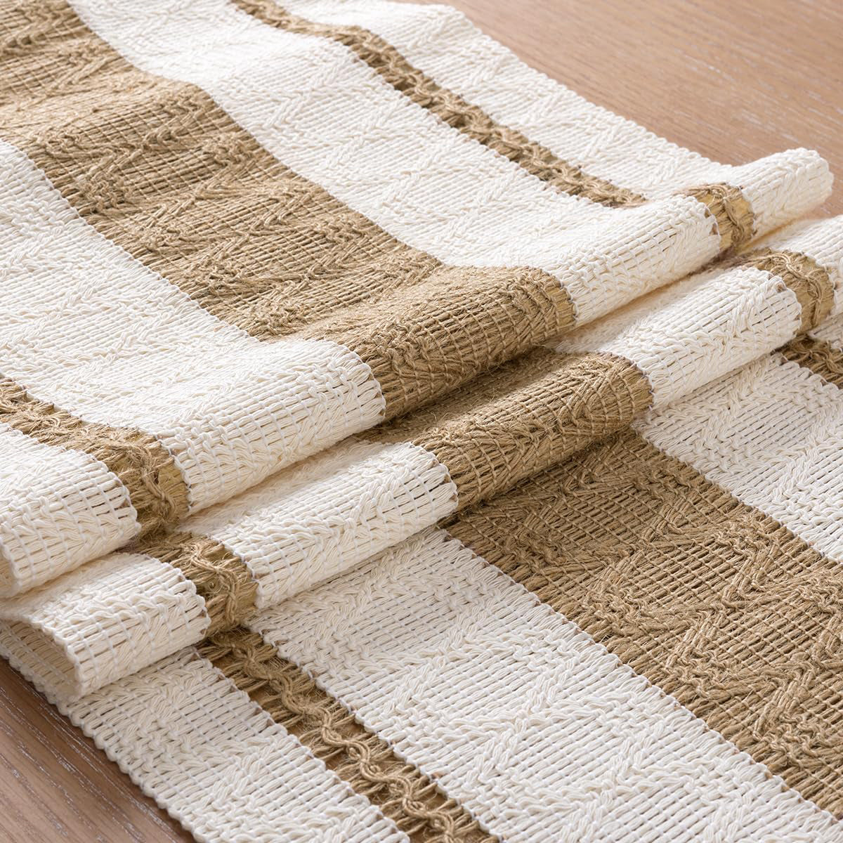 Cotton Linen Table Runner with Knot Tassel Bed End Towel Long Tablecloth Mat  AU