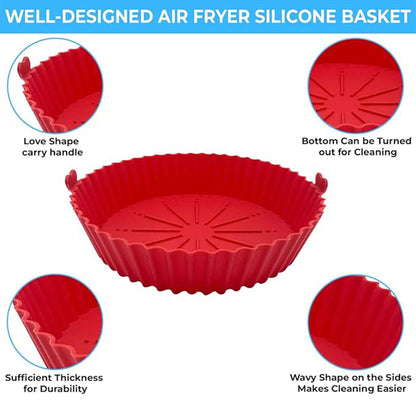 2PCS Silicone Air Fryer Baking Pan Round Household Tray Reusable Non Stick AU