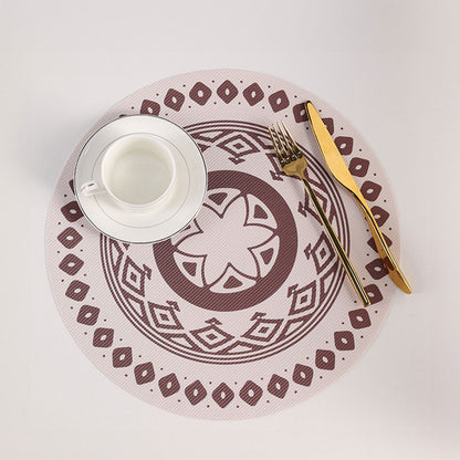 4PCS Bohemian Placemats Round Printed Heat Resistant Easy Clean Dining Mats