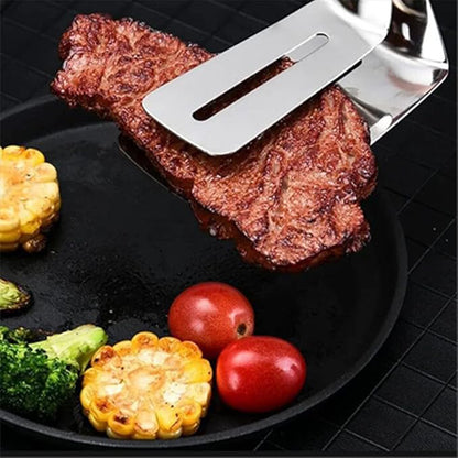 4pcs Stainless Steel Steak Tongs Frying Spatula Kitchen Tool Set