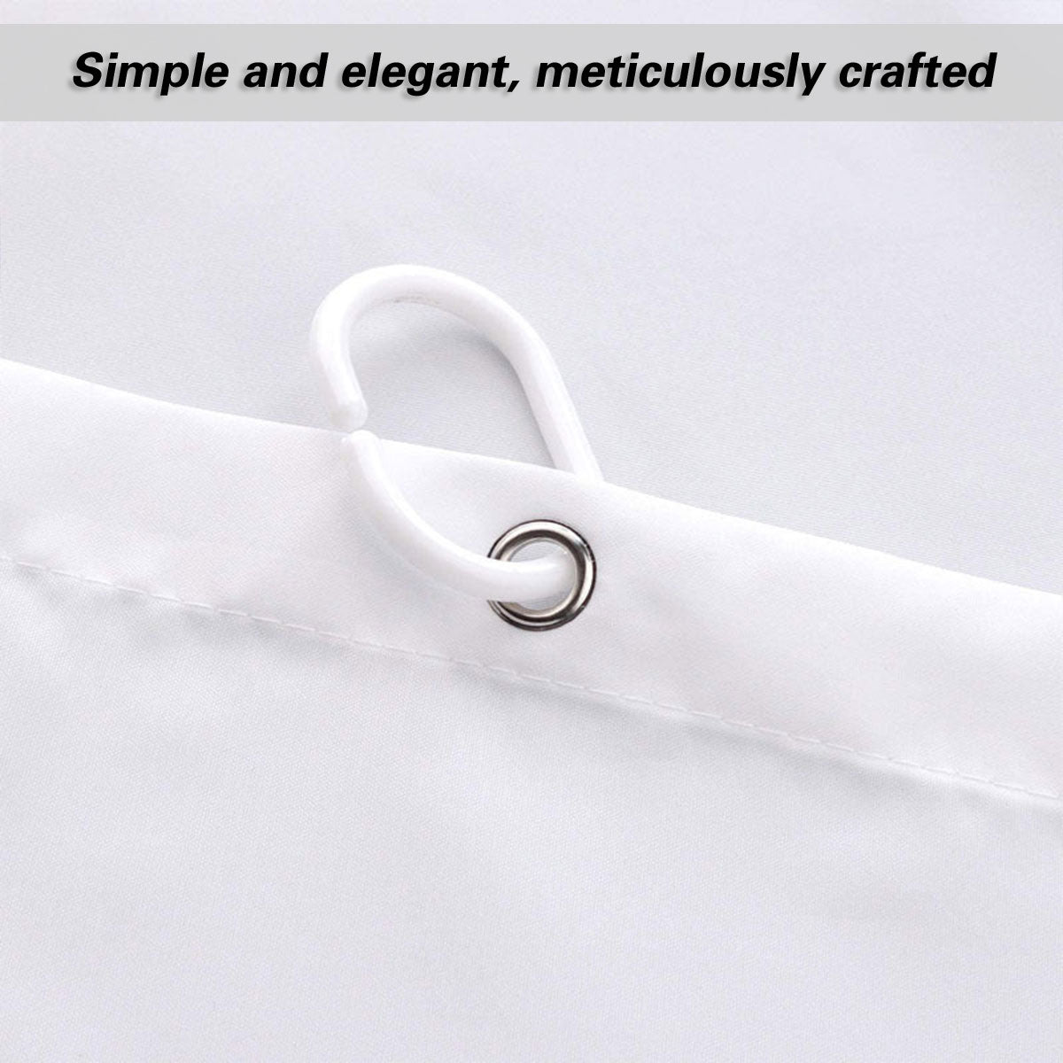 Waterproof Polyester Shower Curtain White with Metal Grommets