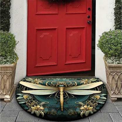 Floral Semicircle Floor Mat Non-Slip Entry Door Rug Home Decor