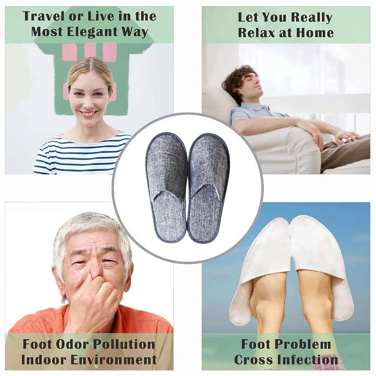 20 Pairs Disposable Portable Slippers Anti-Slip Hotel Use
