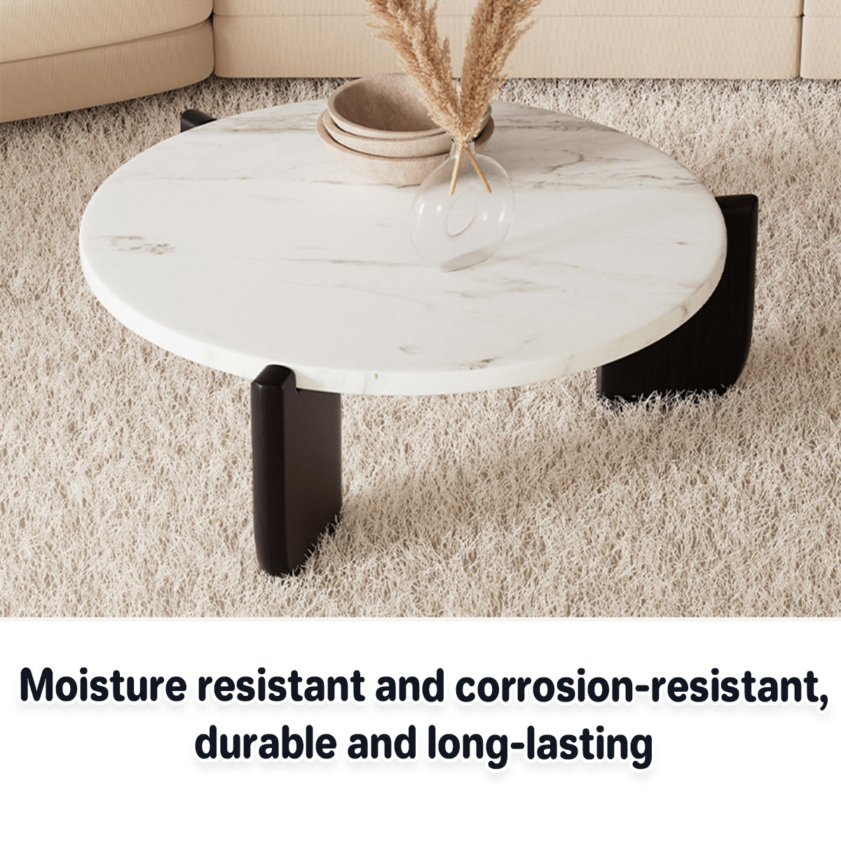 Coffee Table Modern Style 80x31CM Black Small Tea Table for Living Room Bedroom