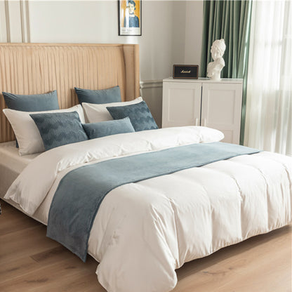 Double Sided Bed Runner with Pleated Geometric Texture