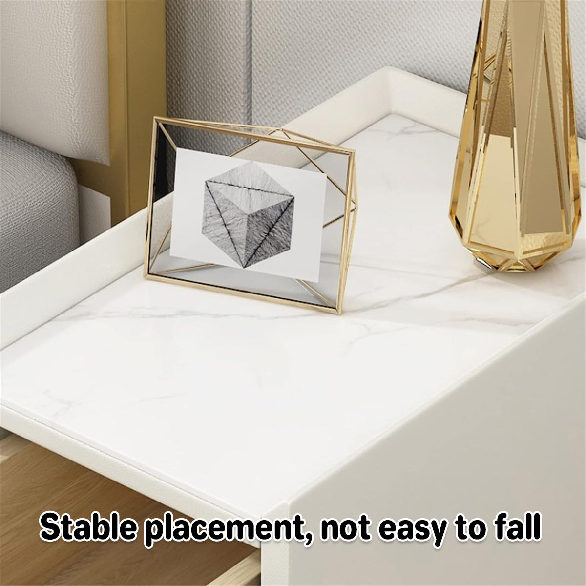 Narrow Nightstand Table Modern Style White Small Two Drawers Bedside Cabinet