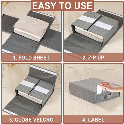4 Pcs Collapsible Fabric Storage Boxes with Handles