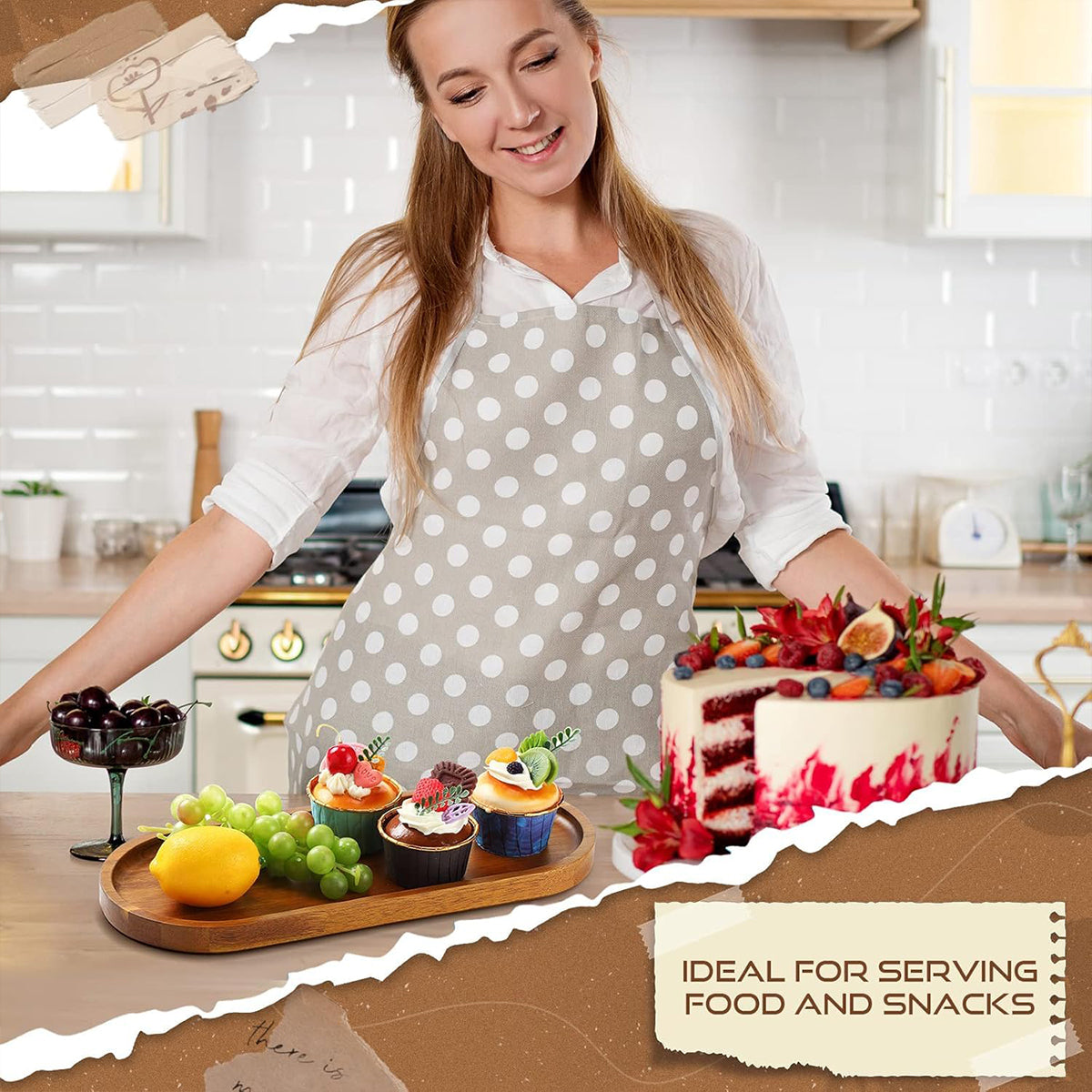 8pcs Wooden Cake Tray Home Serving Tray for Treats Snacks and Desserts Use AU