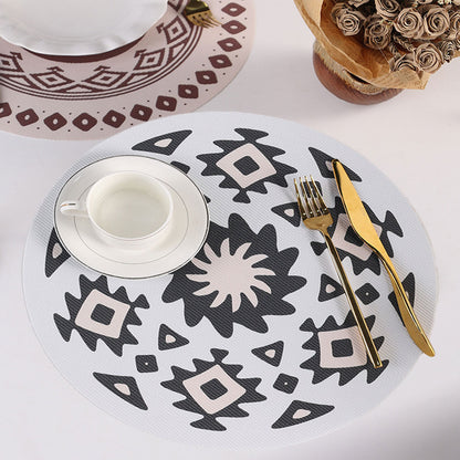 4PCS Bohemian Placemats Round Printed Heat Resistant Easy Clean Dining Mats