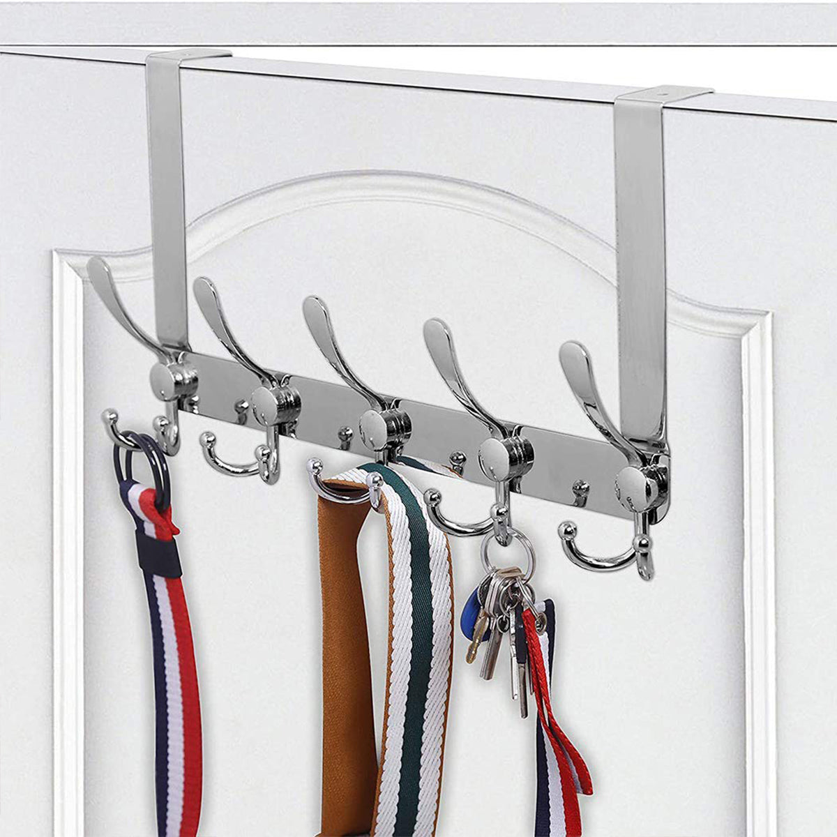 5 Hooks Stainless Steel Door Hook Coat Storage Organizer