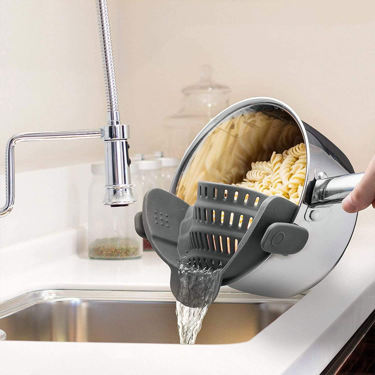 Water Filter Clip 2pcs Wide Mouth Strainer Drain Holder for Pot Vegetable Fruit