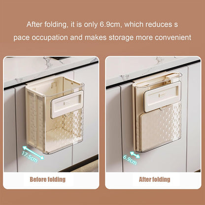 Wall Mounted Folding Wastebasket Space Saving for Kitchen Bathroom Household Use