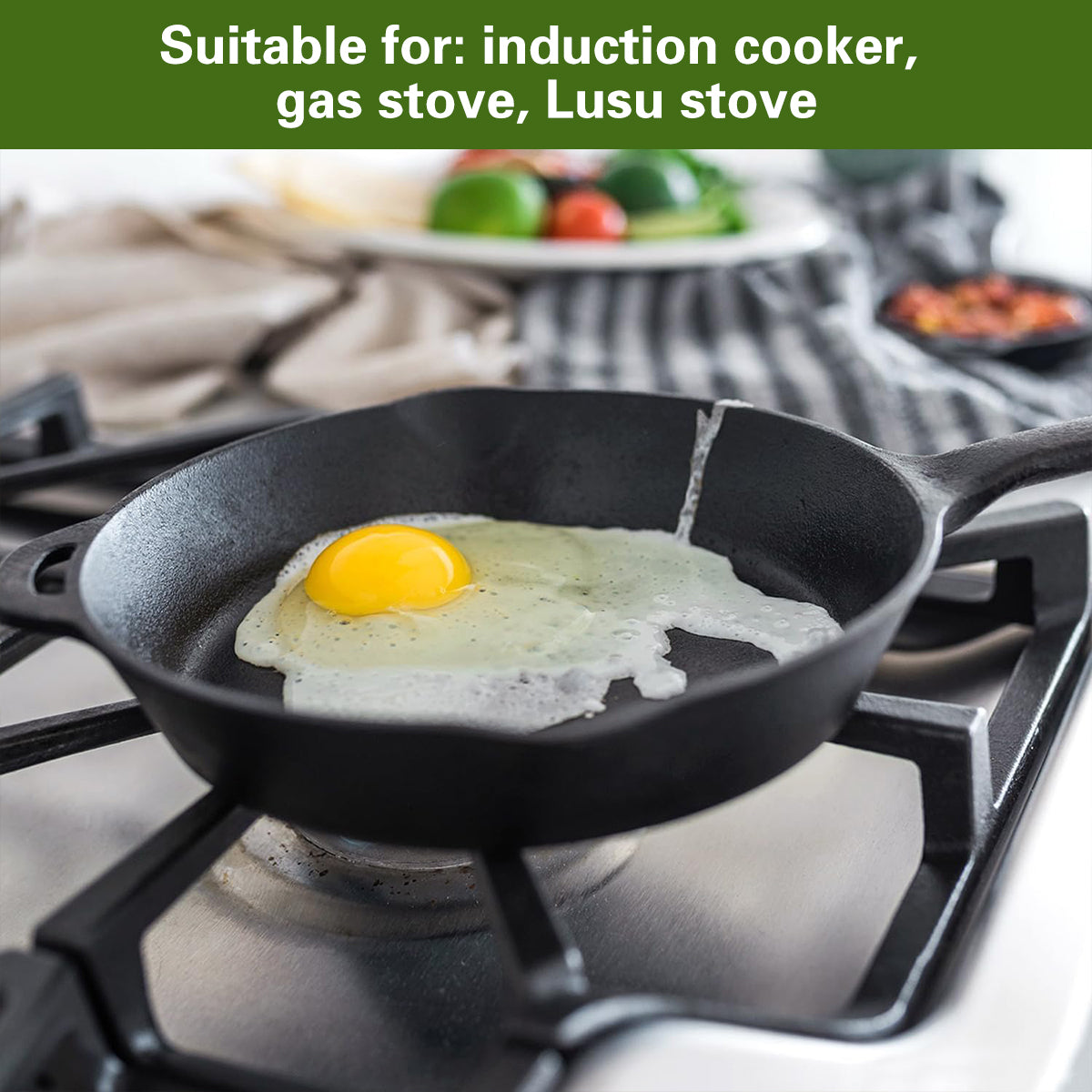 Cast Iron Frying Pan 30cm Skillet with Heat Resistant Handle