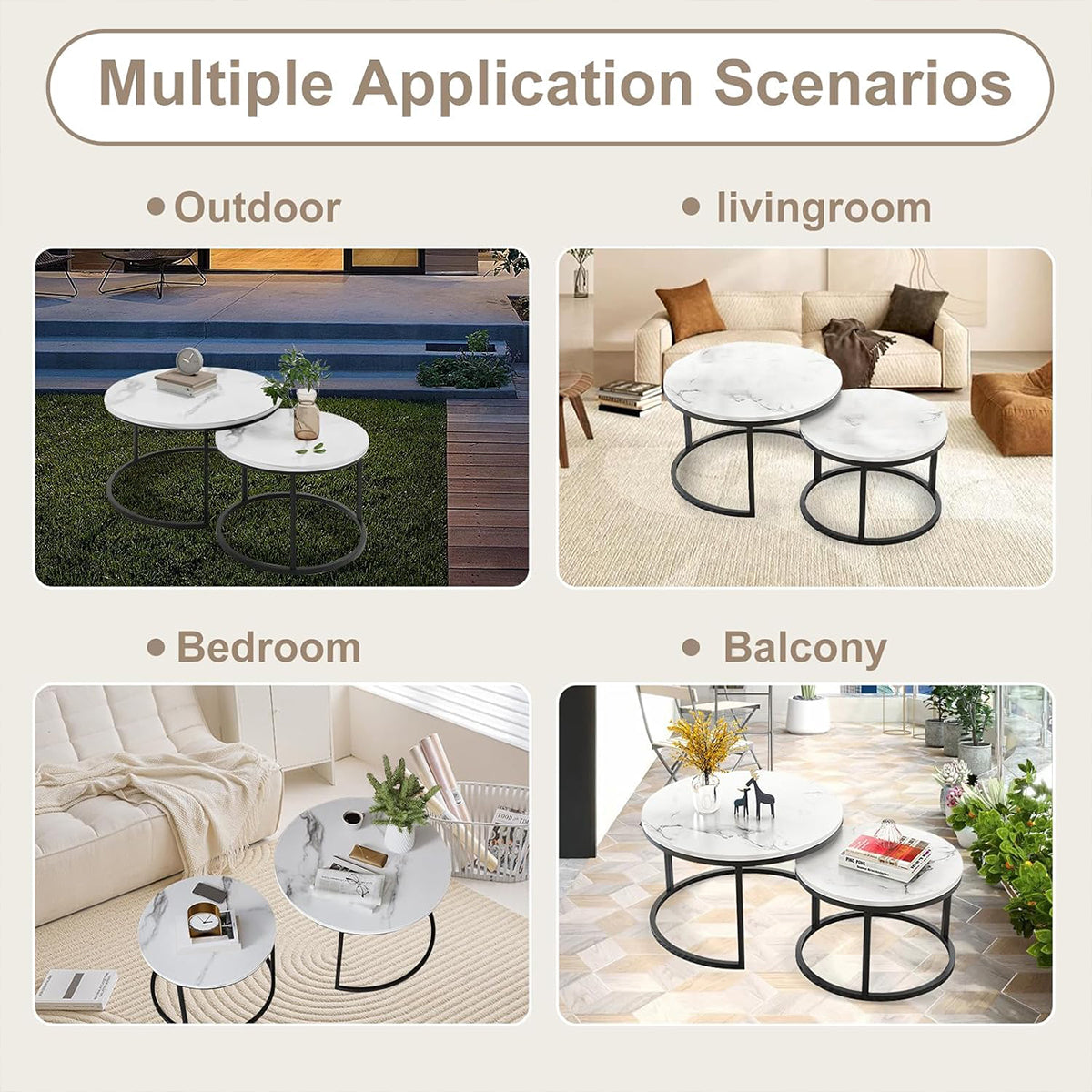 Round Tea Table Living Room Rock Plate for Home Coffee Table Modern Decor AU