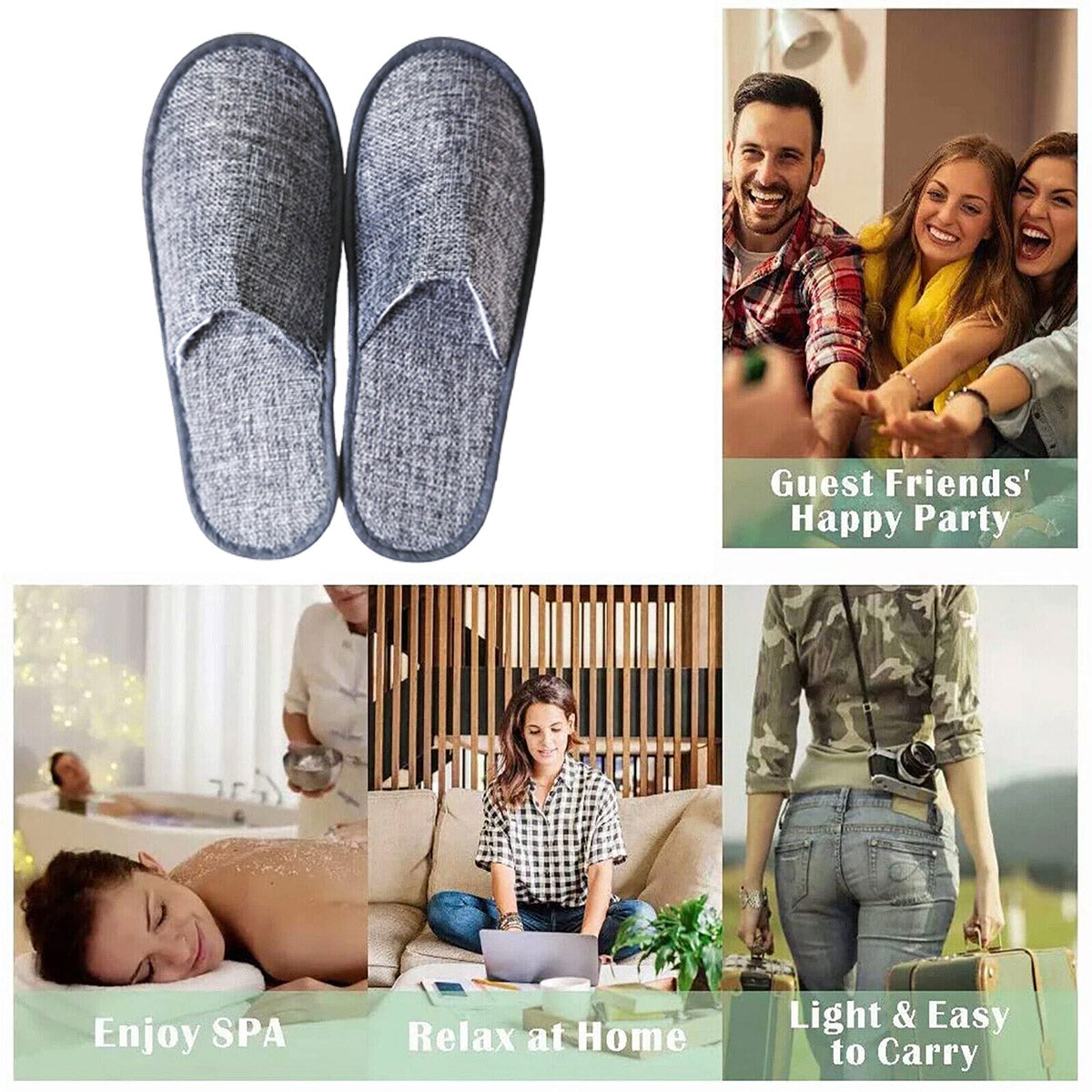 20 Pairs Disposable Portable Slippers Anti-Slip Hotel Use
