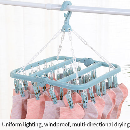 3 Pieces Plastic Multi-Clip Clothes Drying Rack Hanging Set