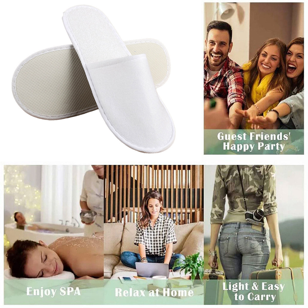20 Pairs Disposable Hotel Slippers Thickened Non-Slip