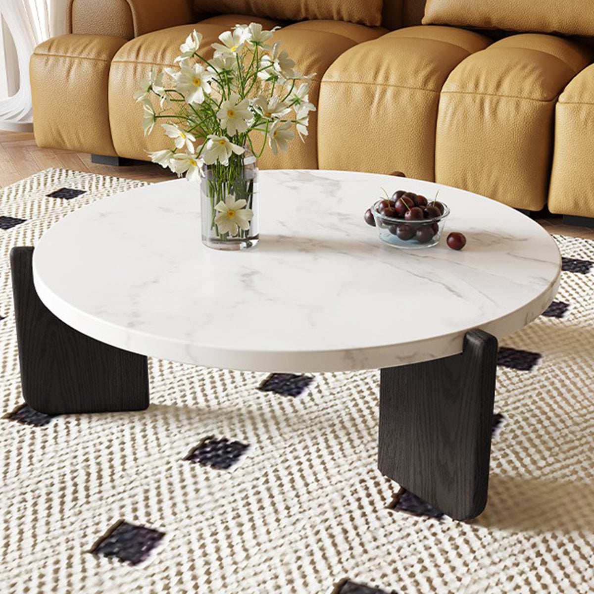 Coffee Table Modern Style 80x31CM Black Small Tea Table for Living Room Bedroom