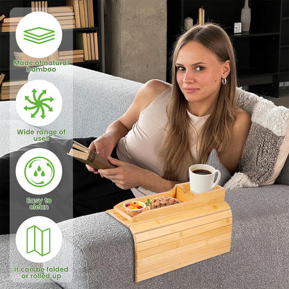 Removable Sofa Armrest Tray Storage Organizer for Couch Side Table Cup Holder