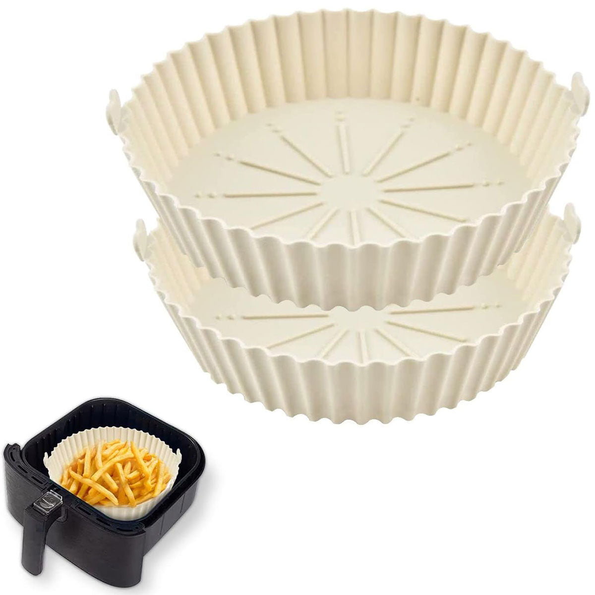 2PCS Silicone Air Fryer Baking Pan Round Household Tray Reusable Non Stick AU