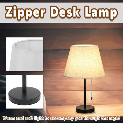 Bedside Table Lamp Modern Design with Pull Chain for Reading