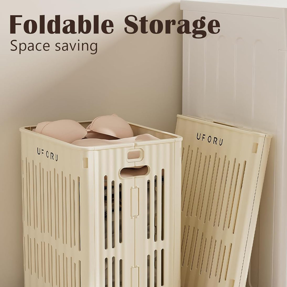 Large Folding Laundry Basket with Wheels Portable Organizer