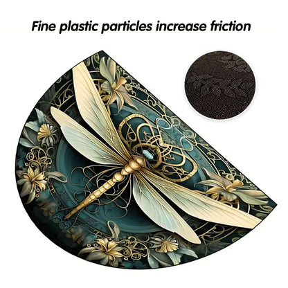 Floral Semicircle Floor Mat Non-Slip Entry Door Rug Home Decor