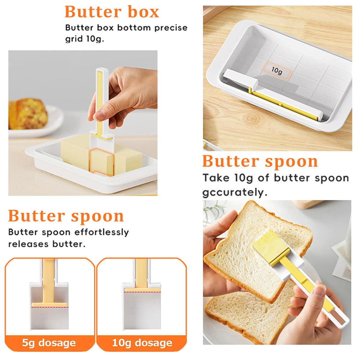 Butter Storage Dish with 10g Grid and Spoon – Product View 4