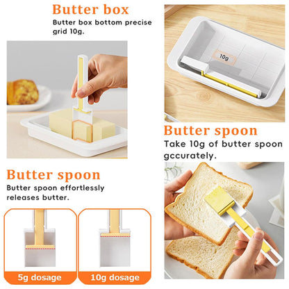 Butter Storage Dish with 10g Grid and Spoon – Product View 4