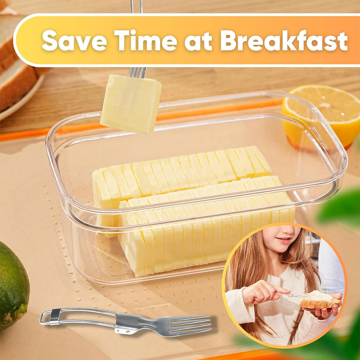 Butter Cutter Box with Lid Cheese Slicer and Storage Dish