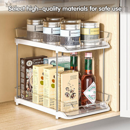 White Double Shelf Cosmetics Storage Box Desktop Organizer Stand