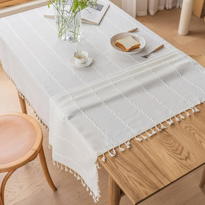 Rectangular Tablecloth with Tassel Edges